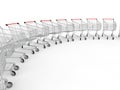 3d shopping trolleys in a row