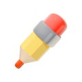 3D short yellow pencil, vector icon isolated. Royalty Free Stock Photo