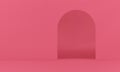 3d showroom pink empty interior archway entrance exit wall curved hole indoor gate realistic vector