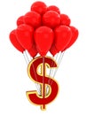 3D Sign of dollar with balloons Royalty Free Stock Photo