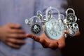 3D sign of Information technology protection floating on a man's hand