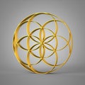 3D sign Seed of Life gold 2