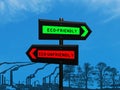 3d sign on a signpost and colored background