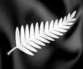 3D Silver Fern Flag black ensign, Flag of New Zealand. Royalty Free Stock Photo