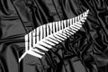 3D Silver Fern Flag, New Zealand. Royalty Free Stock Photo