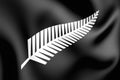 3D Silver Fern Flag, New Zealand. Royalty Free Stock Photo