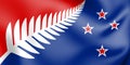 3D Silver Fern Flag, Proposal Flag New Zealand. Royalty Free Stock Photo
