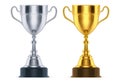 3d silver and golden cups, set of realistic trophy Royalty Free Stock Photo