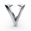 3d Silver Metal V With Chrome Finish - Extreme Angle Commercial Imagery Royalty Free Stock Photo