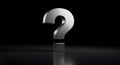 3D Silver Metallic Question Mark on Dark Reflective Background Royalty Free Stock Photo