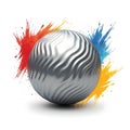 3D Silver Sphere with wavy surface texture Royalty Free Stock Photo