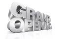 3D silver text grand opening.