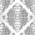 3d silver vintage seamless pattern. Vector digital halftone background. Luxury repeat ornate backdrop. Baroque Damask style Royalty Free Stock Photo