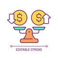2D simple customizable thin line net cash flow icon
