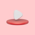 3d simple play video or audio icon isolated illustration on pastel red background. Hight quality 3d render Royalty Free Stock Photo