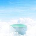 3d simple product podium psd with clouds on blue background