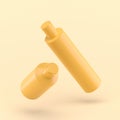 3d simple shower bottle on pastel yellow background