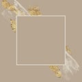 2d simple square antique white frame background pastel cream and gold pattern Royalty Free Stock Photo