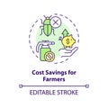 2D simple thin line icon cost savings for farmers concept