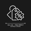 2D simple thin line white price tag icon
