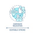 2D simple thin linear blue corporate relocation icon
