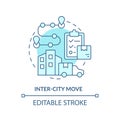 2D simple thin linear blue inter city move icon