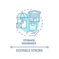 2D simple thin linear blue storage insurance icon