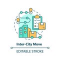 2D simple thin linear colorful inter city move icon