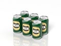 3D six pack collection of beer cans Royalty Free Stock Photo