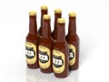 3D six pack collection of beer glass