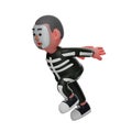 3D Skeleton Boy Cartoon Design showing a start jumping poses