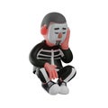 3D Skeleton Boy Design with sleeping while sitting Royalty Free Stock Photo