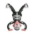 3D Skeleton Boy Cartoon showing a standing upside down