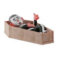 3D Skeleton Boy Character sleeping on a coffin Royalty Free Stock Photo