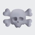 3D skeleton head. Isolated symbol of pirates, sign of danger