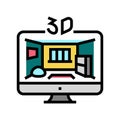 3d sketching interior design home color icon vector illustration