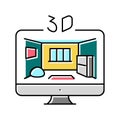 3d sketching interior design home color icon vector illustration