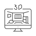 3d sketching interior design home line icon vector illustration
