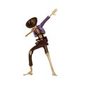 3D Skull Cowboy Cartoon Character with a dab pose