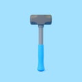 3D Sledgehammer with Blue Handle on Blue Background Royalty Free Stock Photo