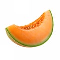 3D a slice of cantaloupe, vibrant orange, floating Royalty Free Stock Photo
