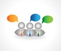 3D small group of people talking speech vector logo design