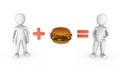 3d small people with big hamburger.