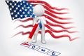 3D small people - Checklist US Flag Vote Text Survey Royalty Free Stock Photo