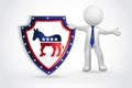 3D small people -Democratic USA shield shape icon