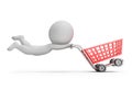 3d small people - fast shopping cart Royalty Free Stock Photo