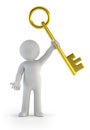 3d small people - golden key Royalty Free Stock Photo