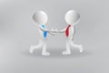 3D small people handshake business logo vector design Royalty Free Stock Photo