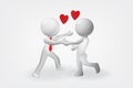 3D small people love relationship logo vector design