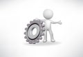 3d Small people with a gear vector logo